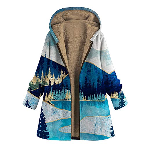 Damen Winter Mantel Große Größe Warm Dicker Outwear Parka Mantel Jacke Vinitage Landschaft Druck Kapuzenpullover Winterjacke Mit Kapuze