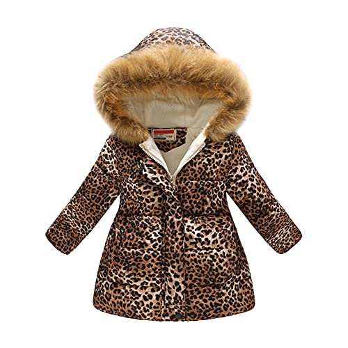 Winter Coat For Girls Hooded Floral Print Warm Cotton Parka Down Faux Fur Trim Girls Christmas Outfit Outwear Jacket C14 #TOP28