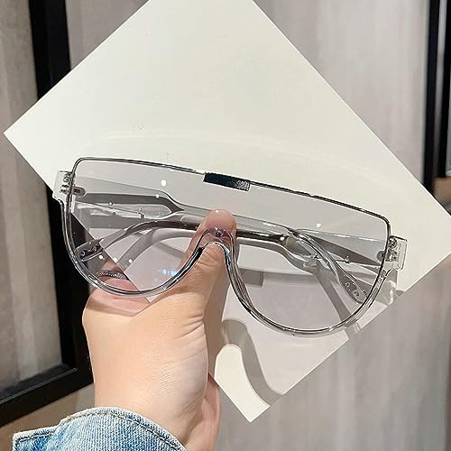 Image of Oversized Sunglasses Women Men Luxury Big Frame Mask Glasses Goggle Flat Top Clear Eye Protection Glasses Shade UV400