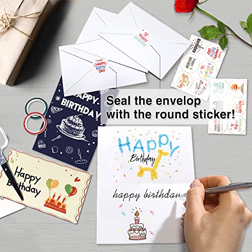 Image of feela Birthday Cards Bulk, 160 Pack 40 Designs Happy Birthday Card Assortment Box with 160 Blank Envelopes 168 Pieces of Stickers 6 Washi Tapes, 4 X 6 Inches Greeting Cards For Girls Family Friends
