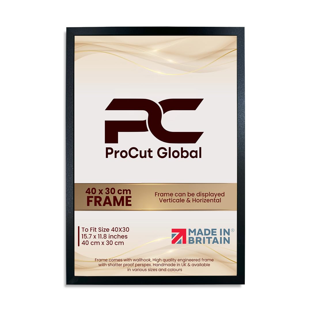 Procut Global 40X30CM Black Picture Frames – Sleek Wooden Photo Frame with Shatterproof Perspex for Wall or Tabletop – Perfect for Posters, Certificates, Prints–Multiple Sizes & Colors Available — image 1