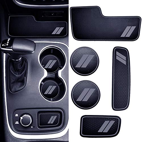 HAMSAM Accesorios para Dodge Durango 2014-2020, insertos antipolvo para portavasos, forro de bolsillo para puerta, consola central, interior personalizado de primera calidad (juego de 5 piezas, borde