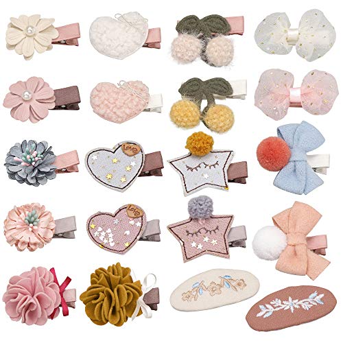 inSowni 20 Pack Assorted Flower Bow Fully Lined Alligator Hair Clips Barrettes Hairbow Accessories & 2pcs Holders for Baby Girls Toddlers Infants Kids