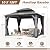 10'x12' Wood Gazebo, Outdoor Hardtop Gazebo with Wood Posts and Galvanized Steel Doule Roof, Wooden Frame Gazebos with Netting and Curtains for Patio, Backyard, Deck