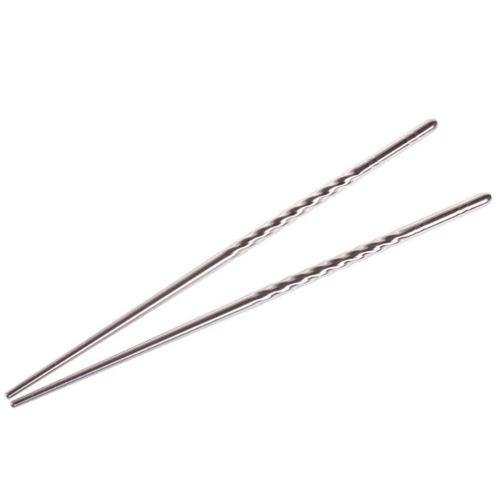 TOPWEL 10 Pair 20pcs Hollow Sturdy Stainless Steel Chopsticks