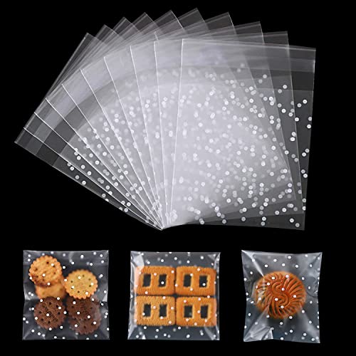 200 bolsas de celofán transparentes autoadhesivas para galletas, bolsas de plástico para dulces para panadería, galletas, dulces, bizcochos, joyas, jabones, tarjetas y postres (5,5 × 5,5 cm)… Cover