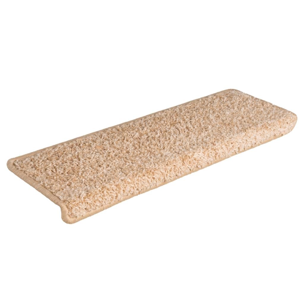 vidaXL Tapis d'escalier 15 pièces 65 x 21 x 4 cm Bordure rectangulaire dorée