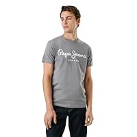 Pepe Jeans T-Shirt da Uomo Original Stretch N, Grigio (Grigio)