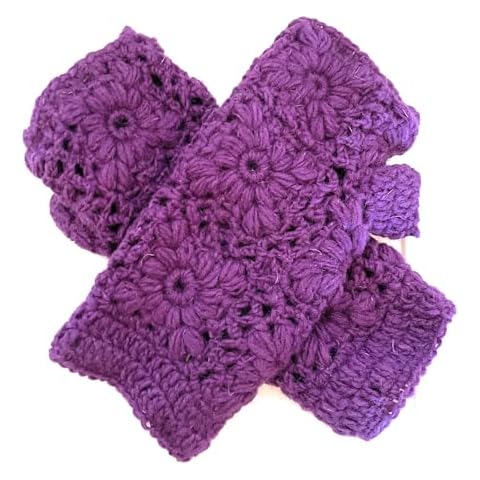 Nickanny's Thermal Insulated Lined Knit Arm Hand Warmer Texting Fingerless Gloves Mittens (Purple) Cover
