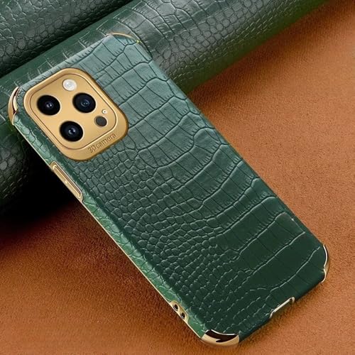 Coque en cuir crocodile avec anneau pour iPhone 16 Pro Max et modèles antérieurs