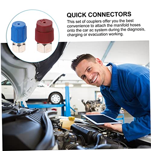 Cabilock - Adaptadores rápidos para aire acondicionado automotriz, 2 piezas, con rosca interna, acoplador para línea de refrigeración miniatura 7