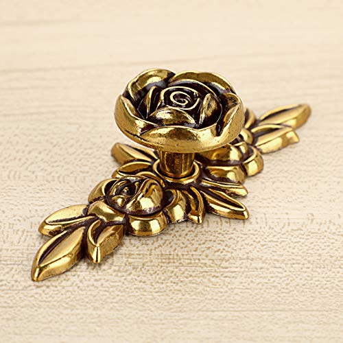 JUXYES Pack of 5 Euro Rose Decorative Cabinet Knobs with Plate, Floral Ivory Drawer Knob Cupboard Door Knobs, Ivory White Drawer Pulls Cabinet Handle Knobs for Dresser Cabinet - Image 5