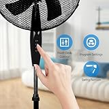 Holywarm 3-Speed 16" Oscillating Pedestal Fan, 45W High Velocity Floor Fan with Adjustable Height, Pivoting Head, 5 Blades & Safety Grill - for Bedroom, Living Room, Home Office Cooling (Black) - Image 5