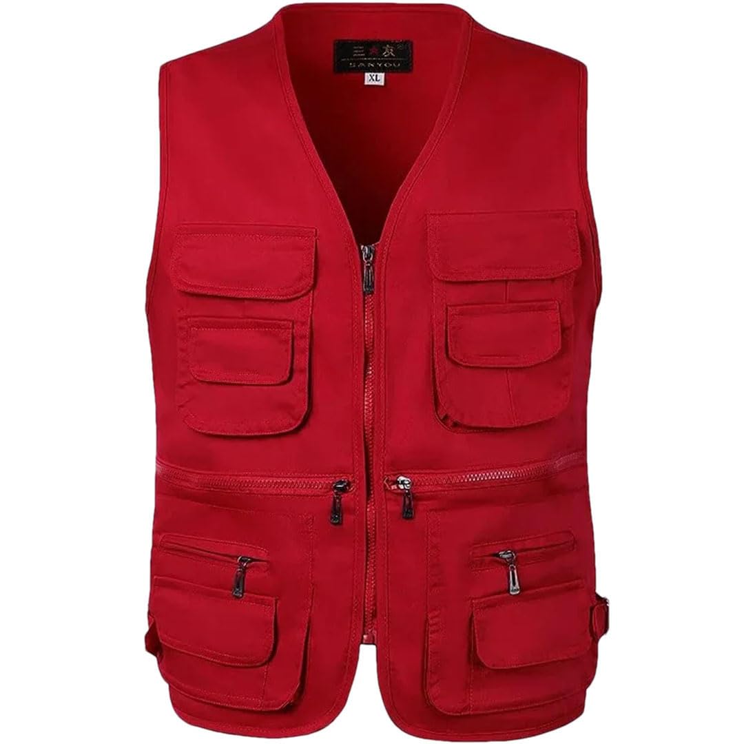 Primavera Autunno Uomo Gilet Da Pesca All'aperto Multi-Tasca Senza Maniche Gilet Tattico Caccia Escursionismo