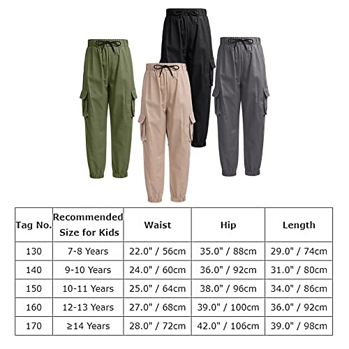 Black Cargo Pants Boys Husky Sweatpants Woven Pull On Cargo Jogger Pants Solid Drawstring Youth Y2K Cargo Pants Boys School Pants For Boys Hiking Hip Dance Outfits For Kids Black 9-10 Years #TOP6