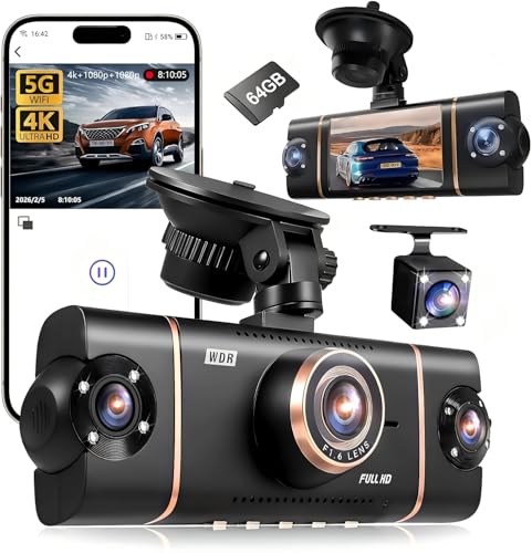 Image of 4 Channel 360 Dash Cam, 24H Parking Mode, 8 IR Lamps Night Vision, Includes 64GB SD Card