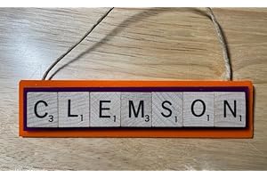 Clemson Christmas Ornament Tigers Letters Tiles Handmade