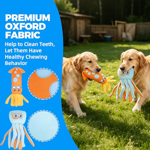 Image of Mihachi Floating Dog Water Pool Toys 2 Pack for Swimming Pool, Interactive Crinkle Pet Puppy Chew Toys for Play and Training, Funny Dog Toy for Small Medium Large Breed, Octopus & Squid