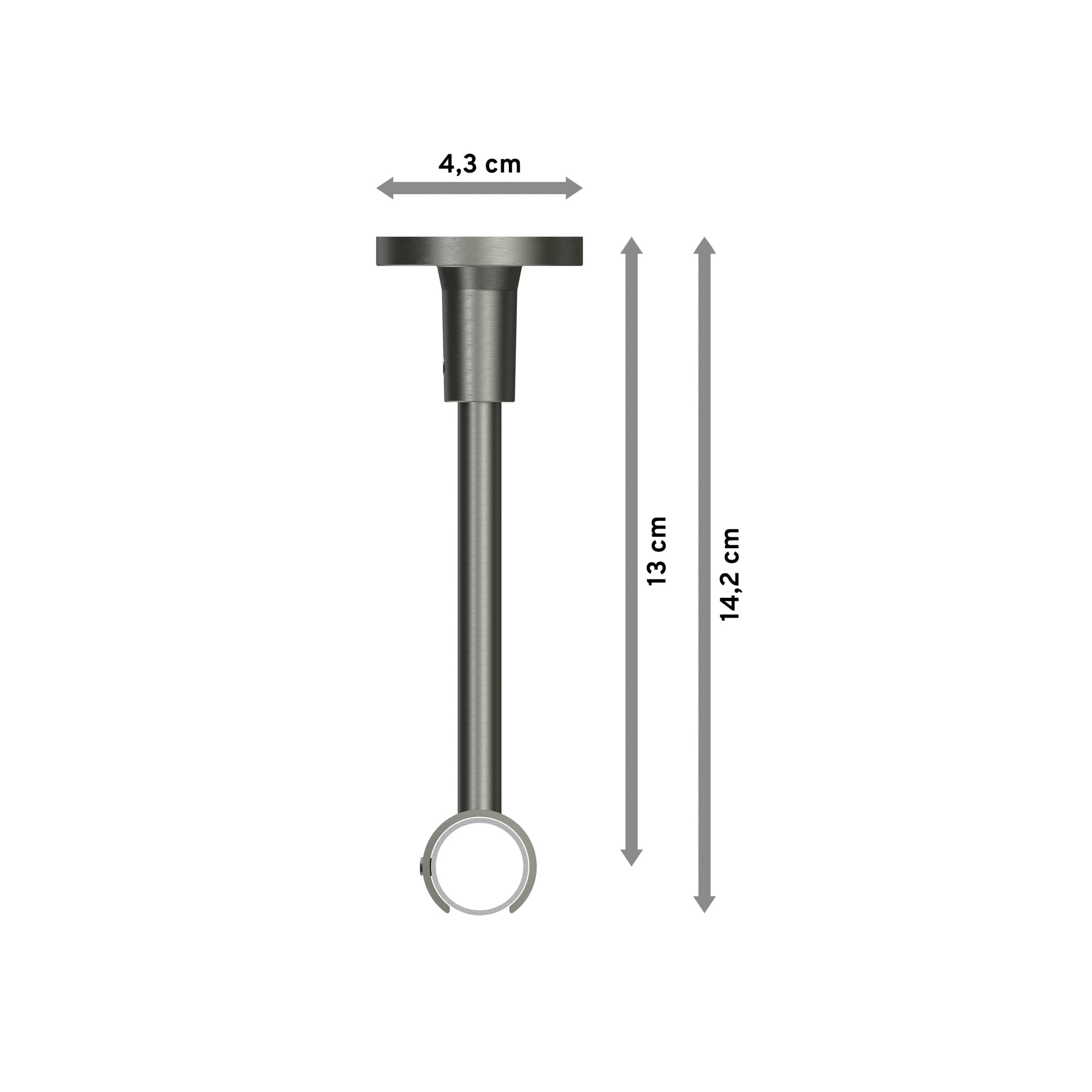INTERDECO Gardinenstange 20 mm 1-läufig Silbergrau/Edelstahl-Optik 120 cm | aus Metall, für Deckenmontage, Endstück Santo (Kappe), ohne Ringe, kürzbar, Traglast bis 6 kg, Modern