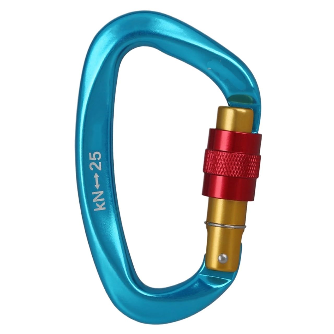Mosquetón en Forma de D de 25 kN con Cierre de Rosca for Escalada y rapel. Mosquetón de montaña.(Blue)