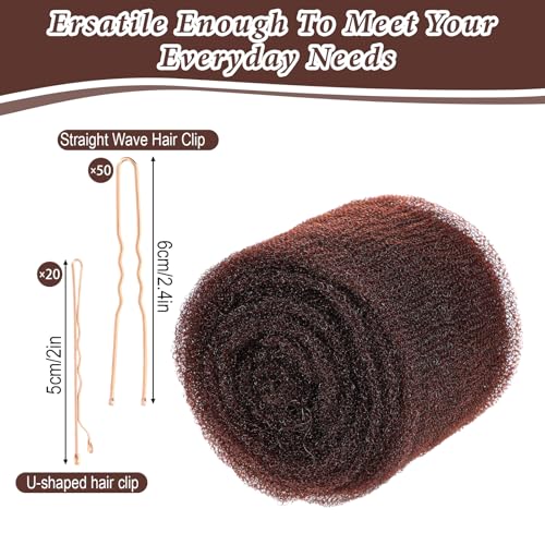 LXUEJIE Hairs Sponge for Updo & Volumes Bump Tool, Volume Bumps Insert, Hair Filler for Thin Hairs, Hair Bumps for Volume Insert Tousle Sponge with 70 Bobby Pins Salon Must-Have (Light Coffee Color)
