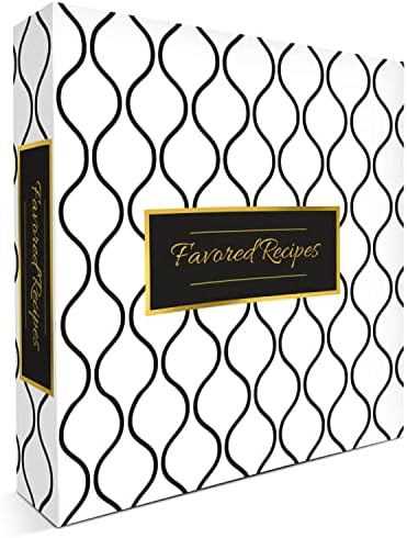 Primis3 11.4 x 11.8 x 2.28 Inch 3 Ring Recipe Binder Kit - Recipe Organizer Binder with 30 Recipe Cards, 30 Recipe Page Protectors, 6 Category Tab Dividers (Wave)