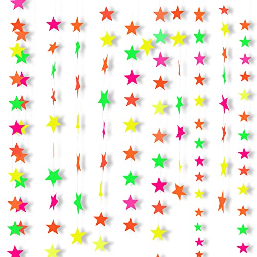 108Ft Neon Glow Party Star Paper Garland Uv Glow In The Dark Party Supplies Garlands Neon Party Paper Streamers For Blacklight Fluorescent Party Supplies For Birthday Wedding Party Decorations #TOP23