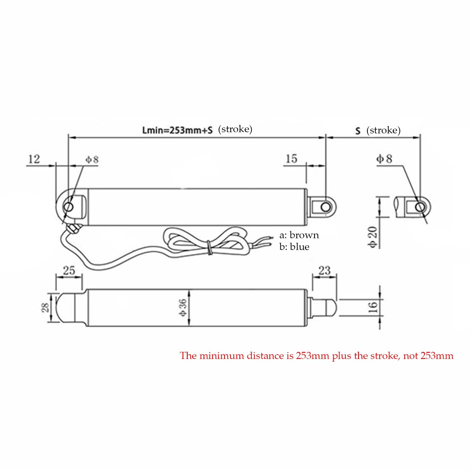 Actuador lineal, motor eléctrico de acero inoxidable, par de torsión de 1000 N, carrera de 50-800 mm para automatización de armarios, ventanas y puertas