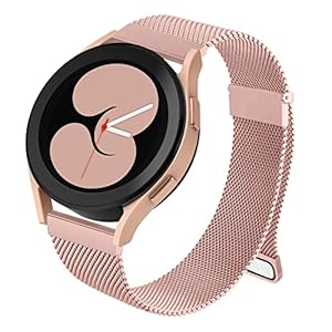 Strap compatible with Samsung Galaxy Watch 4 Strap 40mm 44mm, Galaxy Watch 4 Classic Band 42mm 46mm, 20mm Stainless Steel Metal Bracelet with Enhanced Magnet for Samsung Watch 4 (20mm, Rose pink)