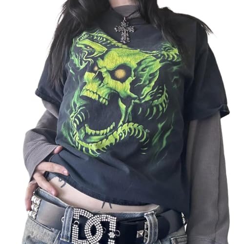 ★美品 Y2K SKULL ワイツーケースカル 緑 Tシャツ XL(LL) 51SN-ygdX8L.jpg