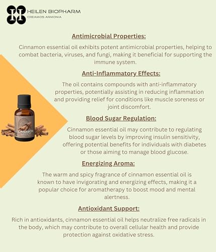 Image of Heilen Biopharm Cinnamon Essential Oils - 15 mL Per Bottle Pack of 1, For Aromatherapy & Digestive support