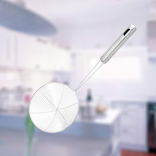 Miniatura 9 de ZzzaNa 15cm Stainless Steel Spider Strainer Skimmer Kitchen Mesh Colander Pasta Strainer Spoon Ladle Wire Strainer with Handle for Flour Powder