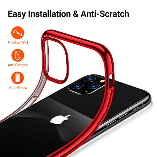 TORRAS Crystal Clear Compatible for iPhone 11 Pro Case, [Non-Yellowing] Shockproof Protective Soft Slim Thin Cover for iPhone 11 Pro Phone Case 5.8", Red — view 3
