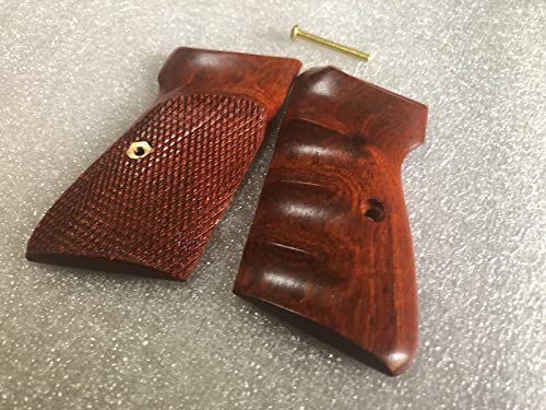 New!! Grip For Walther Interarm Pp, Ppk/S Pistol Grip, Half Checkered & Smooth Finger Groove, Hardwood, Thai Handmade #TOP2