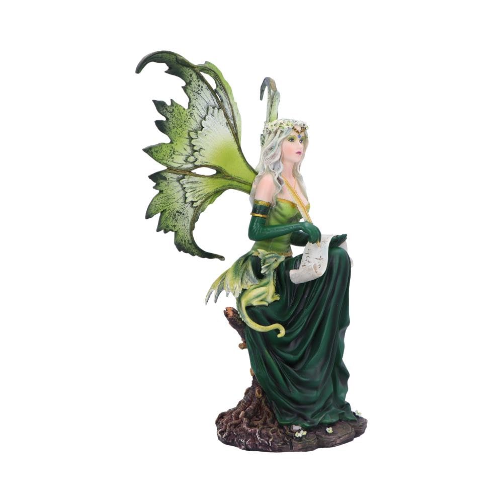 Nemesis Now Giada - Piccola fata della foresta con drago familiare, statua di fata da 31 cm, statuetta stravagante per fan del drago, decorazione gotica, collezionisti fantasy, figura in resina
