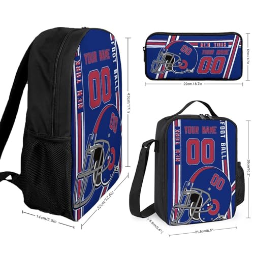 Personalized New York Backpack Custom Name Number 3 Pieces Set Including Laptop Bag Lunch Box and Pencil Case Gifts for Men Women Youth2