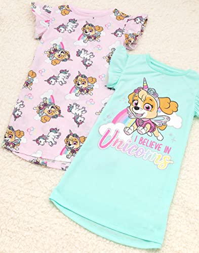 Paw Patrol Nightie 2 Pack Kids Girls Pink Blue Skye Unicorn Night Dress4