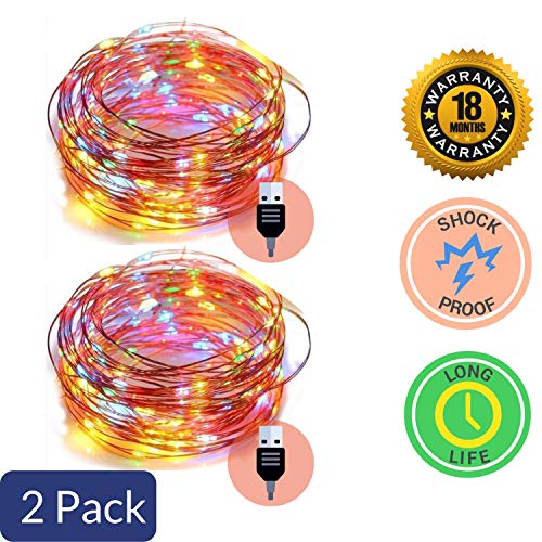 Image of MANSAA M6 USB LED String Light | 10 Meter 100 LEDs | Multicolor | USB Operated | Home Decor LED Light | Pack of 2