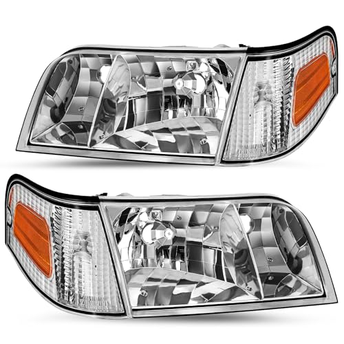 JSBOYAT Headlight Assembly Replacement w/Corner Lights 4pcs for 1998 to