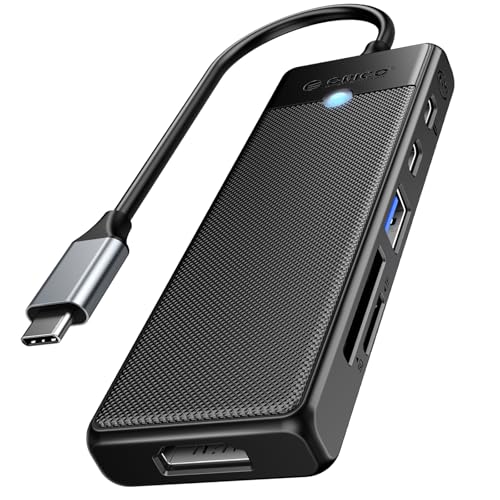 ORICO USB C hub, 6 en 1 Docking Station USB C Adaptador, con PD100w, 4K@30Hz Lectores de Tarjetas hdmi, SD/TF,...
