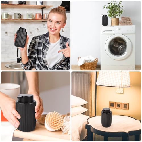 Image of Segbeauty Black Soap Dispenser, 10.8oz Ceramic Liquid Soap Dispenser for Farmhouse Decor, 320ml Empty Refillable Press Pump Bottle Lotion Containers for Bathroom Kitchen Modern Home Decor
