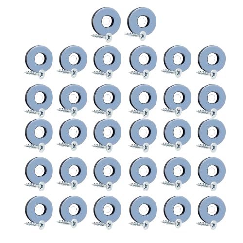 32 PCS Teflongleiter zum Schrauben, Möbelgleiter, Bodengleiter 22 mm mit 32 Edelstahlschrauben, Teflongleiter für Stühle, Effektiver Möbelschutz für Stühle und Böden(Rund | Schwarz)