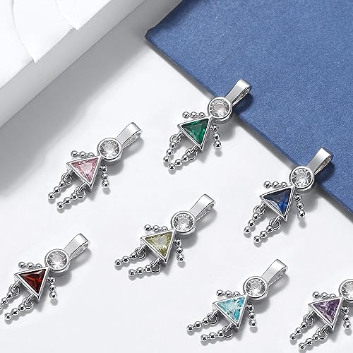 Baby Birthstone Pendant Necklace for Mom by Ginger Lyne - Birth Month Kids - Grandma Family Boy or Girl Charm - Cubic Zirconia CZ Sterling Silver - Box Chain Included4