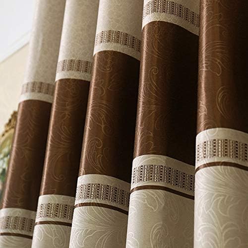 European Brown Curtains for Living Room Modern Elegant Curtains for Bedroom, Set of 2 (Brown,2 x 90x90 Inch)