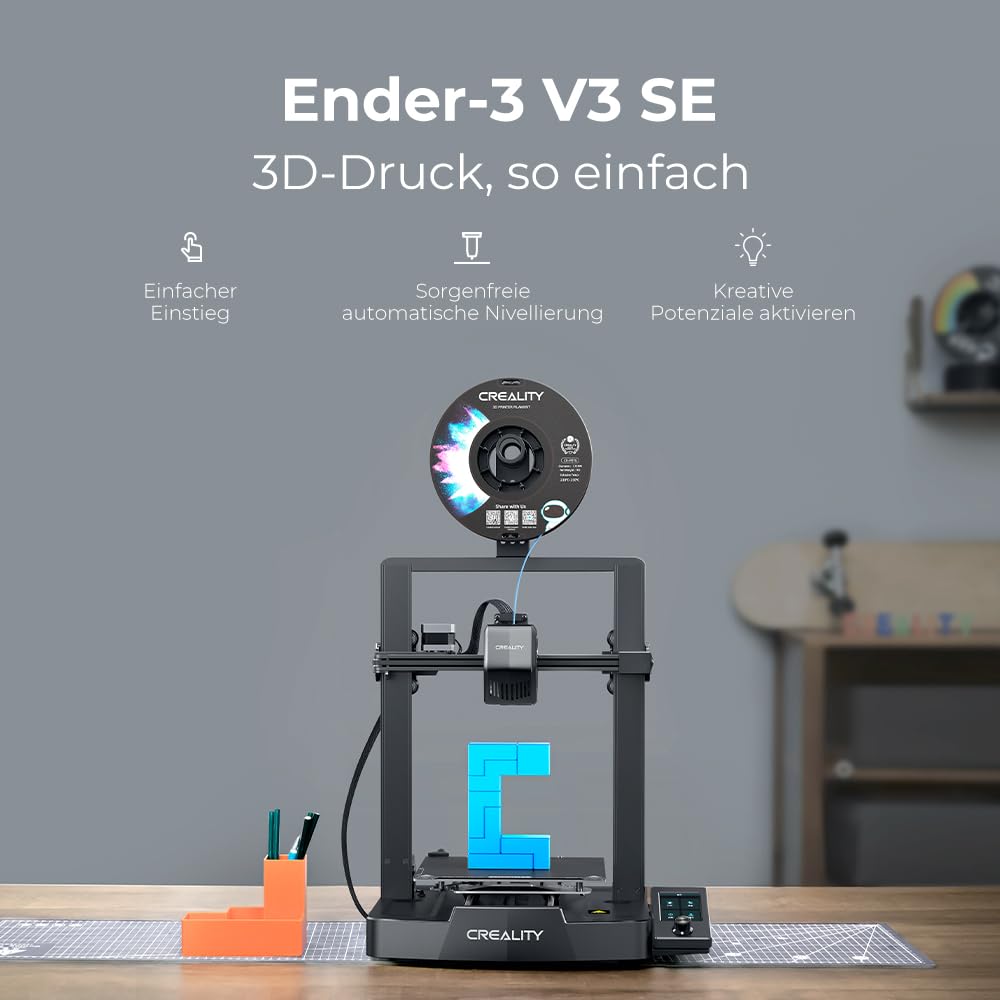 Creality Ender 3 V3 SE 3D Drucker, 250mm/s schnellere Druckgeschwindigkeit, CR Touch Auto-Nivellierung FDM 3D Printer mit Sprite Direct Extruder, Doppelte Z-Achse, Druckgröße 220x220x250mm