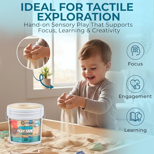 Image of Trade Grade Play Sand for Sandbox Sand for Kids - Bulk Bucket Natural Play Sand for Kids, Sensory Play, Tables, & Outdoor Fun, Perfect for Wet Castle Building & Creativity (10 Pounds)