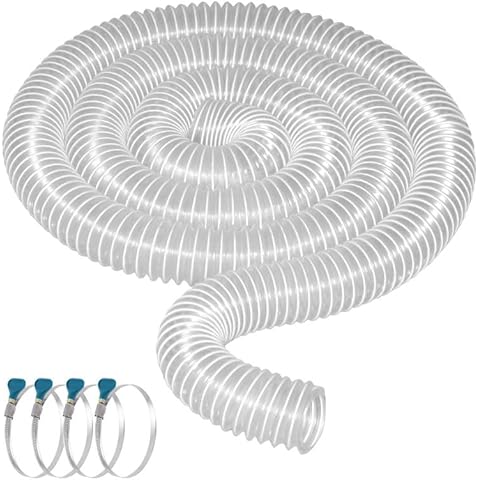 Qucship 2-1/2" x 10' Heavy PVC Dust Collection Hose, Puncture Resistant PVC Dust Collection Hose, Flexible Clear PVC Fume Collection Hose with Carbon Steel Wire Coil for dust collection systems Cover