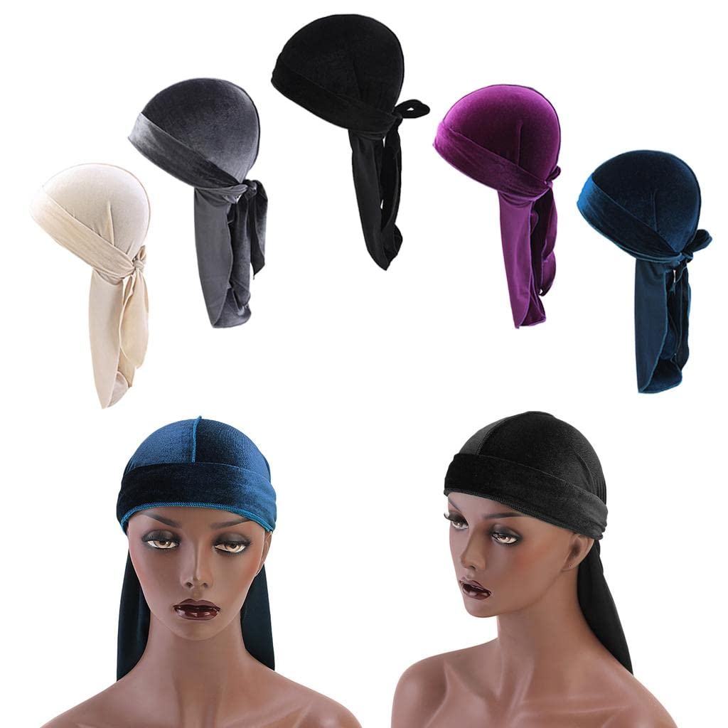 Set di 5 Bandane in Velluto per Uomo E Donna, Turbanti, Cappelli, Musulmani, Sciarpe