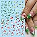5 PCS Flowers Nail Art Stickers Decals Mushroom Cactus Leaf Design Stickers Self Adhesive Decals Floral Watercolor Nail Decals for Girls Women Nail Stickers Nail Art Supplies DIY Manicure Decoration