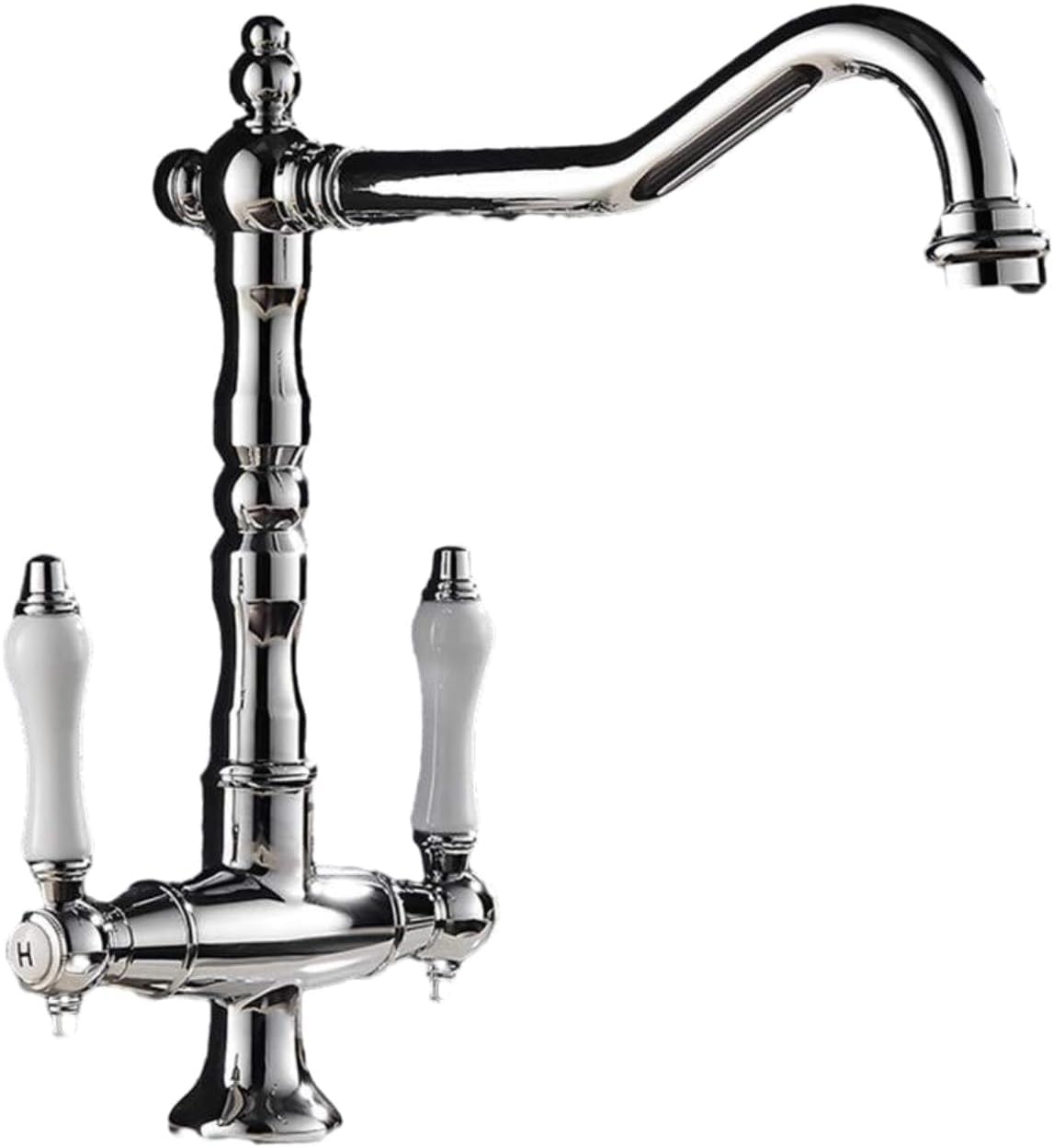 ZYCHSJXA Brushed Copper Kitchen Mixer Tap Double Handle Hot Cold Faucet Vegetable Sink Dishwashing & Basin Swivel for Kitchens